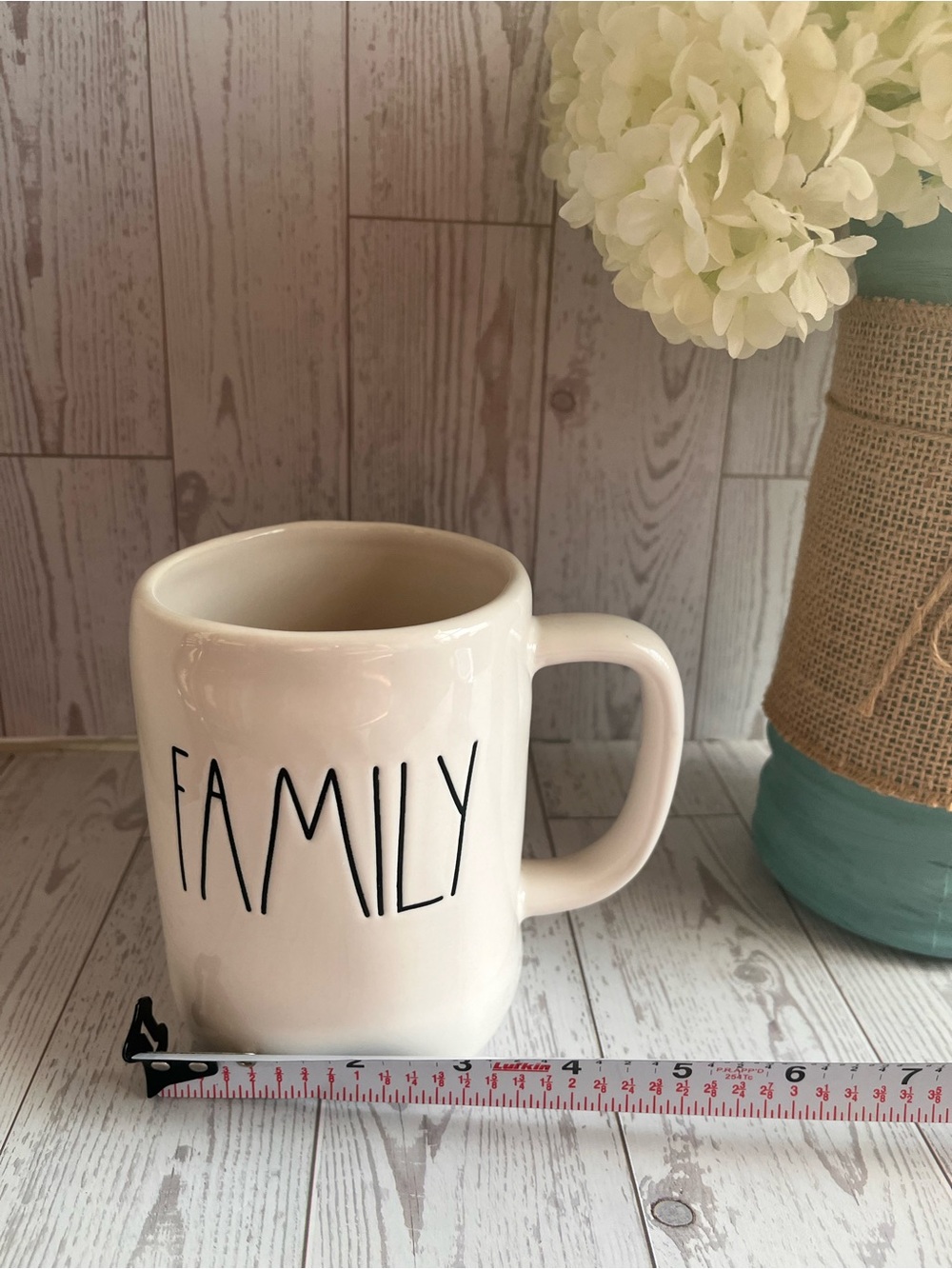 Rae Dunn White 'FAMILY' Ceramic Mug in excellent condition